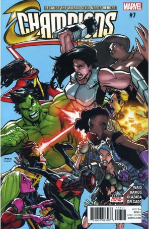 Champions (Vol. 2) 7 published by Marvel with cover art by Humberto Ramos