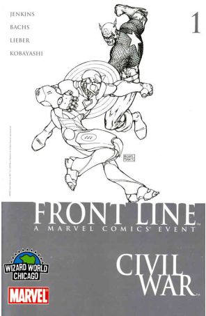 Civil War: Front Line 1A published by Marvel with cover art by Michael Turner