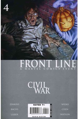 Civil War: Front Line 4 published by Marvel with cover art by John Watson