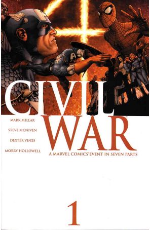 Civil War 1 published by Marvel with cover art by Steve McNiven