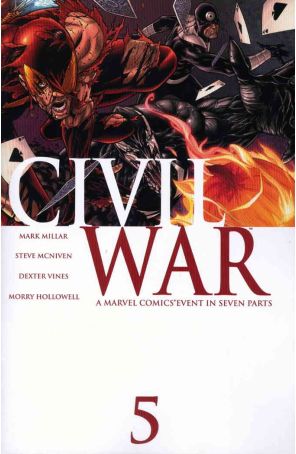 Civil War 5 published by Marvel with cover art by Steve McNiven