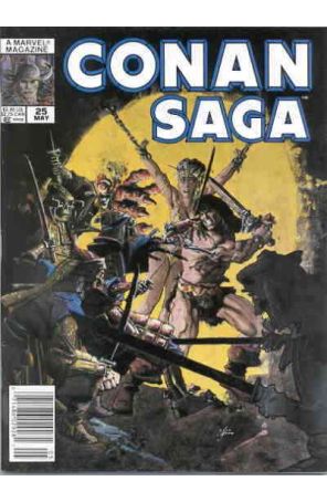 Conan Saga 25 (Newsstand) published by Marvel with cover art by Howard Chaykin