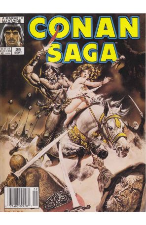 Conan Saga 29 (Newsstand) published by Marvel with cover art by Ken Barr
