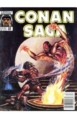 Conan Saga 32 (Newsstand) published by Marvel with cover art by Steve Gan