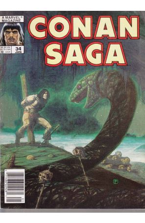 Conan Saga 34 (Newsstand) published by Marvel with cover art by Jim Starlin