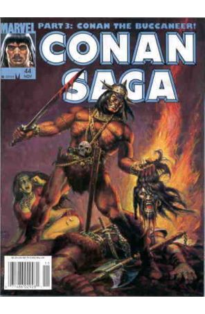 Conan Saga 44 (Newsstand) published by Marvel with cover art by Ernie Chan