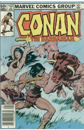 Conan the Barbarian 142 (Newsstand) published by Marvel with cover art by John Buscema