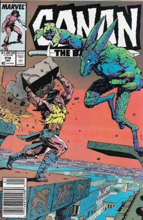 Conan the Barbarian 214 (Newsstand) published by Marvel with cover art by Val Semeiks