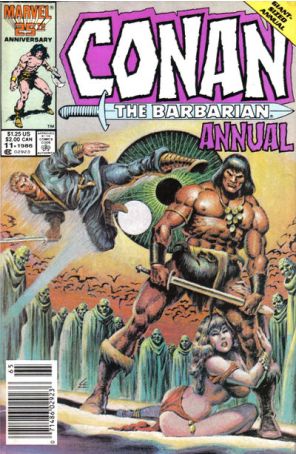 Conan the Barbarian Annual 11 (Newsstand) published by Marvel with cover art by Ernie Chan