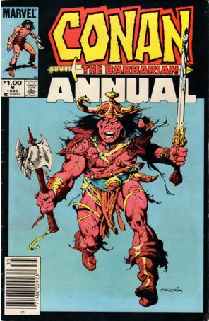 Conan the Barbarian Annual 8 (Newsstand) published by Marvel with cover art by Val Mayerik