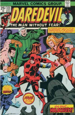 Daredevil 123 published by Marvel with cover art by Sal Buscema