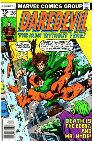 Daredevil 153 published by Marvel with cover art by Gil Kane