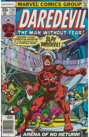 Daredevil 154 published by Marvel with cover art by Gene Colan