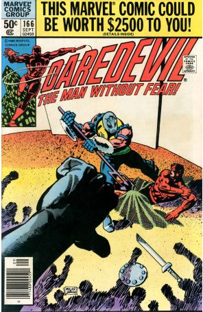 Daredevil 166 (Mark Jewelers) published by Marvel with cover art by Frank Miller