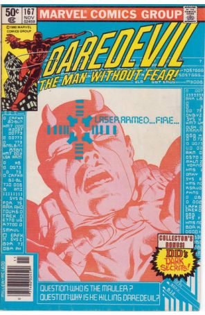 Daredevil 167 (Mark Jewelers) published by Marvel with cover art by Frank Miller