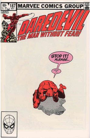Daredevil 187 published by Marvel with cover art by Frank Miller