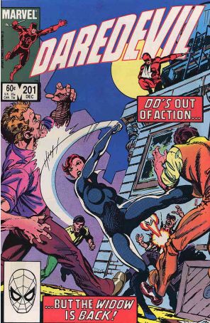 Daredevil 201 published by Marvel with cover art by John Byrne