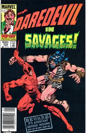 Daredevil 202 (Newsstand) published by Marvel with cover art by Bob Layton