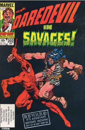 Daredevil 202 published by Marvel with cover art by Bob Layton