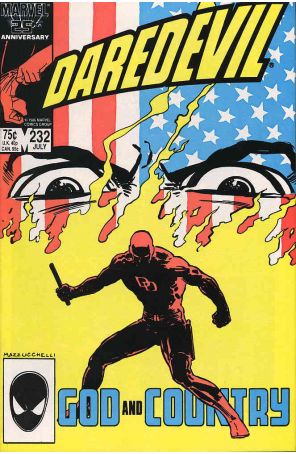 Daredevil 232 published by Marvel with cover art by David Mazzucchelli
