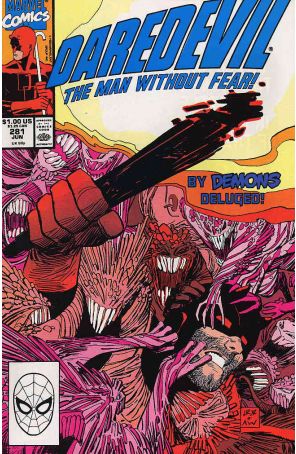 Daredevil 281 published by Marvel with cover art by John Romita Jr.