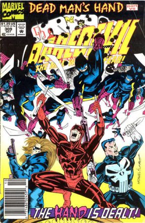 Daredevil 309 (Newsstand) published by Marvel with cover art by Scott McDaniel