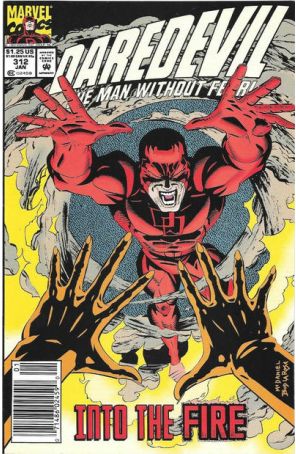 Daredevil 312 (Newsstand) published by Marvel with cover art by Scott McDaniel