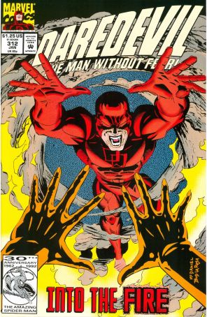 Daredevil 312 published by Marvel with cover art by Scott McDaniel