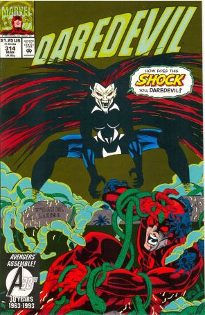 Daredevil 314 published by Marvel with cover art by Scott McDaniel