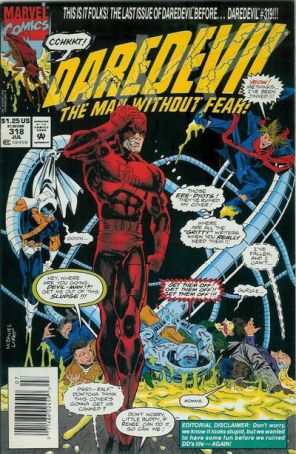 Daredevil 318 (Newsstand) published by Marvel with cover art by Scott McDaniel