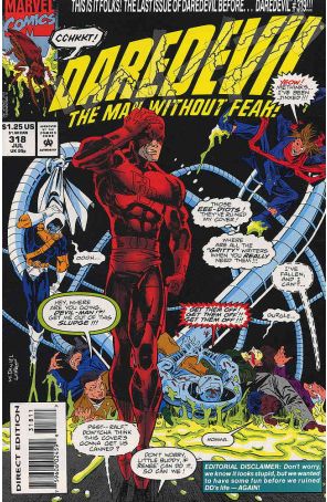 Daredevil 318 published by Marvel with cover art by Scott McDaniel