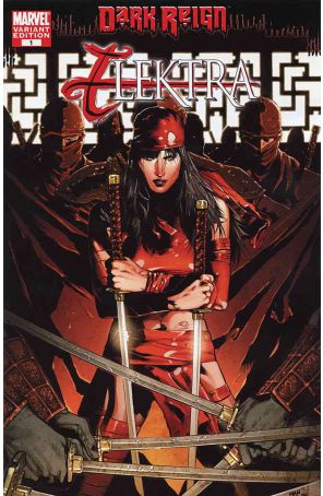 Dark Reign: Elektra 1A published by Marvel with cover art by Clay Mann