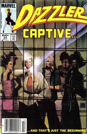 Dazzler 34 (Newsstand) published by Marvel with cover art by Bill Sienkiewicz