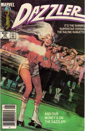 Dazzler 35 (Newsstand) published by Marvel with cover art by Bill Sienkiewicz