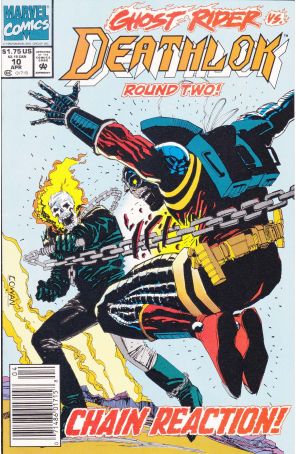 Deathlok (2nd Series) 10 (Newsstand) published by Marvel with cover art by Denys Cowan