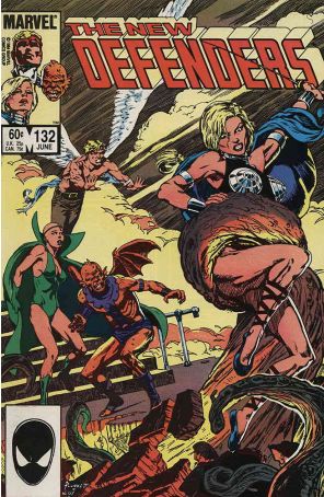 The Defenders 132 published by Marvel with cover art by Sandy Plunkett