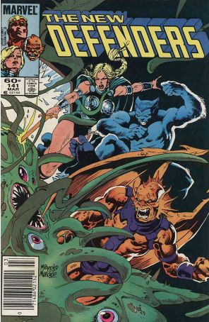 The Defenders 141 (Newsstand) published by Marvel with cover art by Mike Mignola