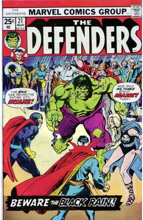 The Defenders 21 published by Marvel with cover art by Sal Buscema