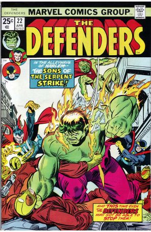 The Defenders 22 published by Marvel with cover art by Gil Kane