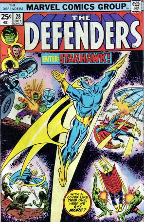 The Defenders 28 published by Marvel with cover art by Gil Kane