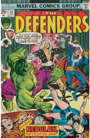 The Defenders 34 published by Marvel with cover art by Rich Buckler