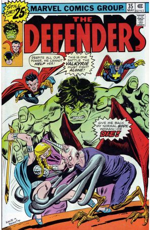 The Defenders 35 published by Marvel with cover art by Gil Kane