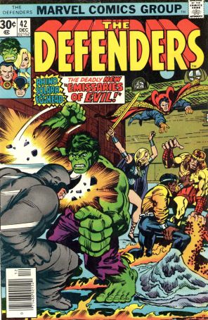 The Defenders 42 published by Marvel with cover art by Jack Kirby
