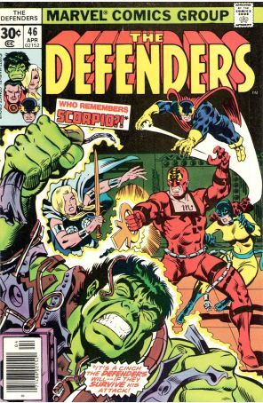 The Defenders 46 published by Marvel with cover art by Ed Hannigan