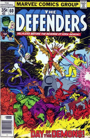 The Defenders 60 published by Marvel with cover art by Ed Hannigan