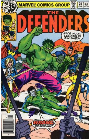 The Defenders 70 published by Marvel with cover art by Herb Trimpe