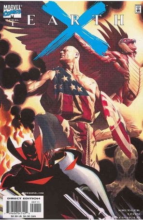 Earth X 1 published by Marvel with cover art by Alex Ross