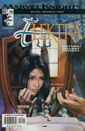 Elektra (3rd Series) 16 published by Marvel with cover art by Greg Horn