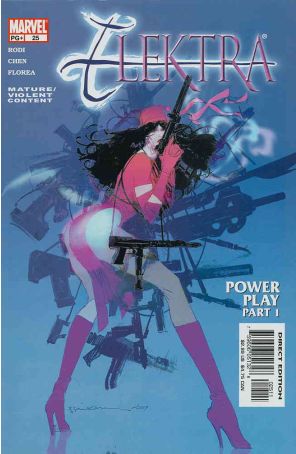 Elektra (3rd Series) 25 published by Marvel with cover art by Bill Sienkiewicz