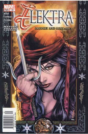 Elektra (3rd Series) 31 published by Marvel with cover art by Tom Flemming